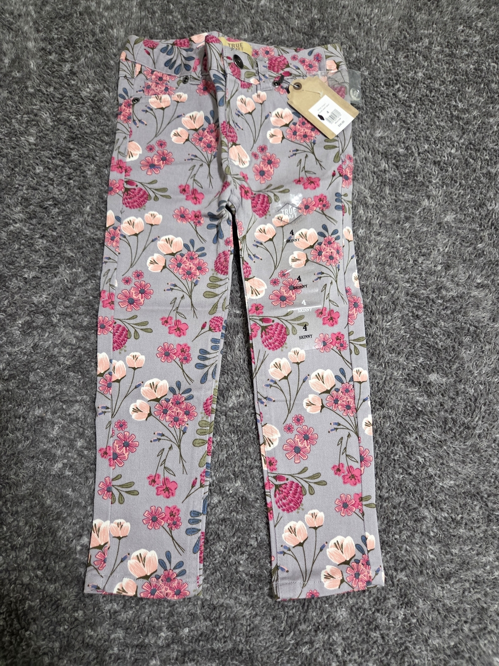 True Craft Gray Floral Print Girls' Jeans